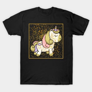 Gold Glitter Unicorn T-Shirt